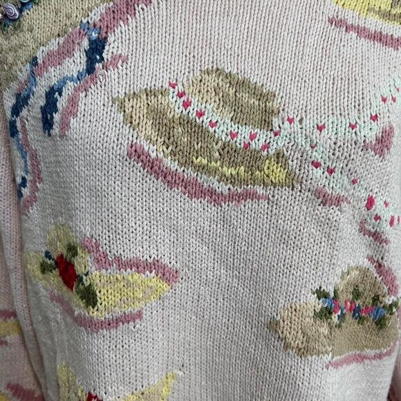 Talbots Handknit Printed Hats Sweater - Picture 2 of 4